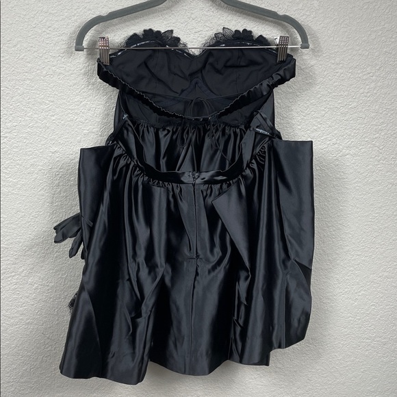 NWT For Love & Lemons Virginia Satin Lace Babydoll Strapless Dress with Gloves M - Picture 6 of 16